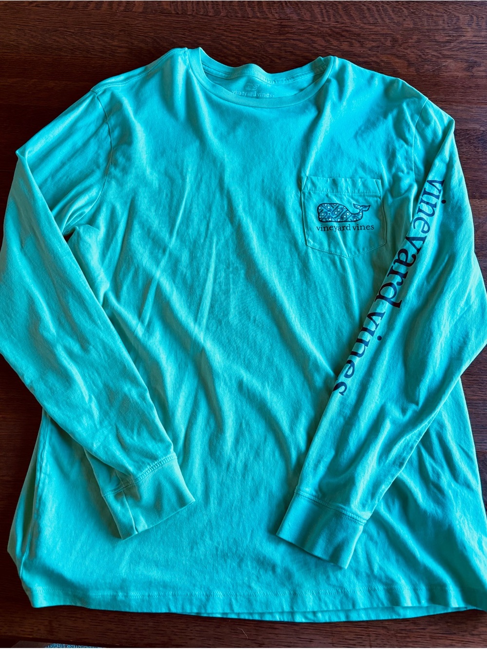 Vineyard Vines Men’s Golf Long-Sleeve Pocket Tee — Turquoise
